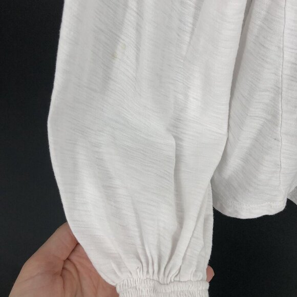 Nation LTD Women's Puff Sleeve Pima Cotton Blouse XS White Regency Heritage - Picture 7 of 10